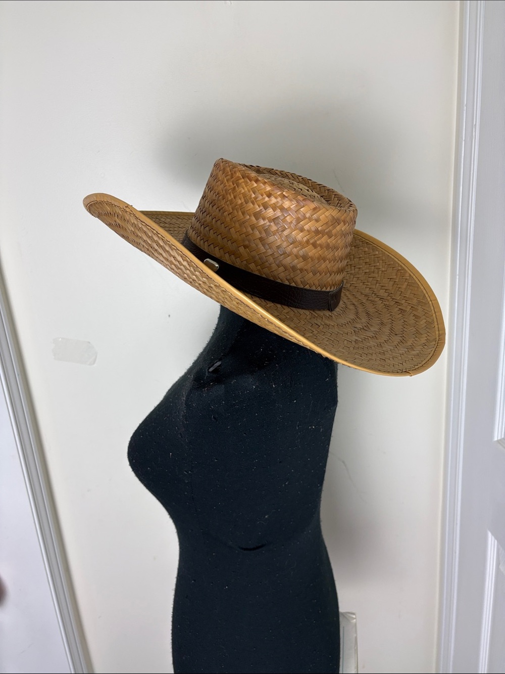 Woven Straw Cowboy Hat - Natural Brown
